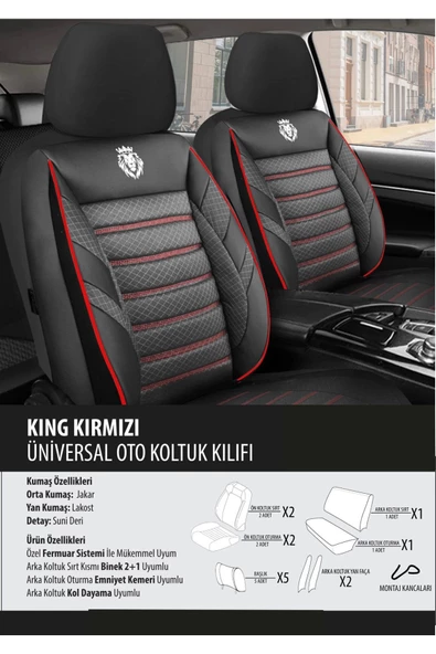 Skoda Roomster Koltuk Kılıfı King Kırımızı