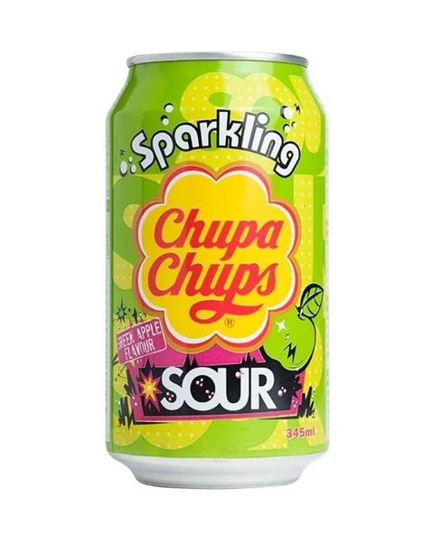 Chupa Chups Sparkling Green Apple Flavour - Yeşil Elma Aromalı Gazlı İçecek 345 Ml