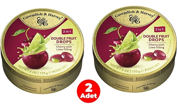 Cavendish&Harvey Double Fruit Drops Limon Dolgulu Vişne Aromalı Şeker 175 Gr (2 ADET)