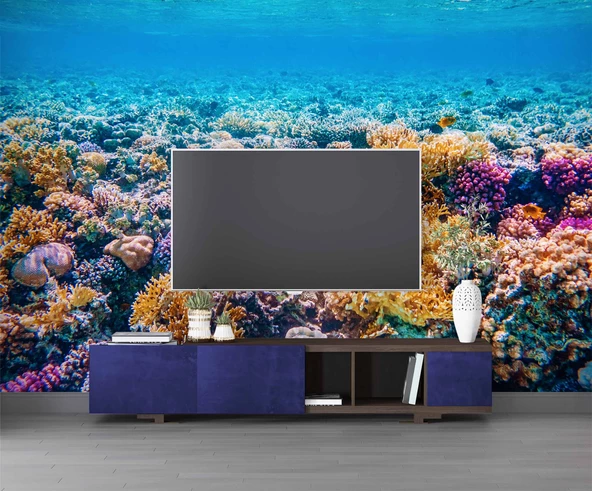 Akvaryum Mercan Manzaralı Duvar Kağıdı - Resim 3