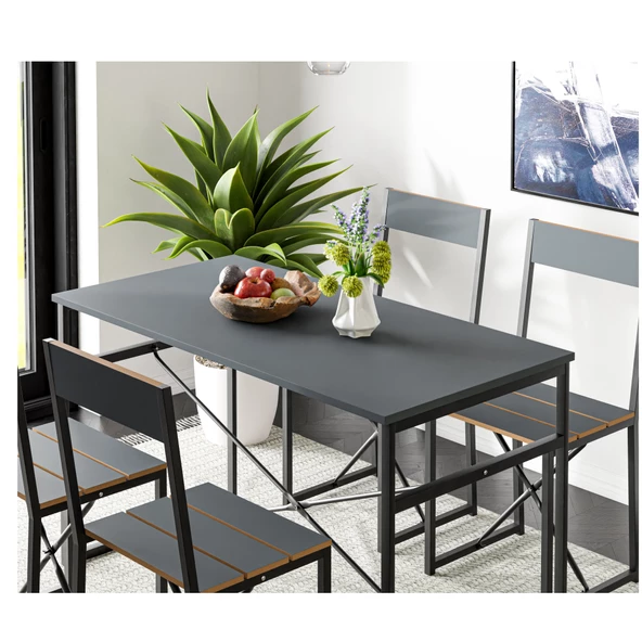 Eportatif Mutfak Masası Yemek Masası Salon Masası 4 Kişilik 120x60 Masa Füme 1536 - 2