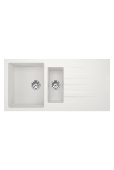 PERAMİCS Aqua 60 - Beyaz - 1.5 Göz Granit Eviye - 1