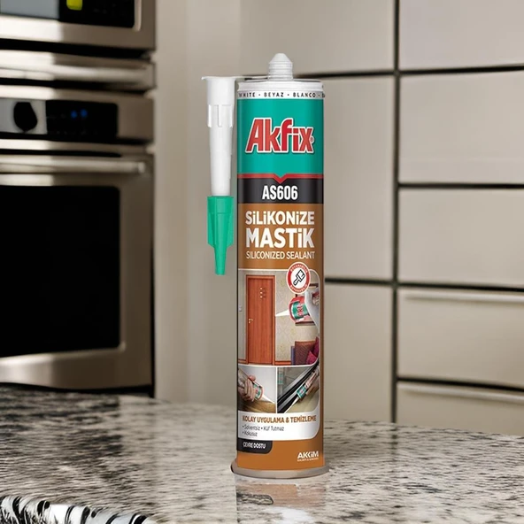 Akfix Silikonize Mastik Siyah AS606 500gr - Resim 2