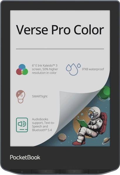 PocketBook Verse Pro Color | 6” e-Okuyucu | Renkli Ekran E Ink Kaleido™ 3 | Metin Okuma ve Bluetooth | Sesli Kitaplar | Ayarlanabilir Akıllı Işık | IPX8 Su Geçirmez | Stormy Sea