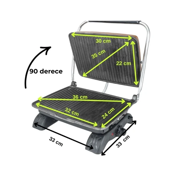 Dökümix Demir Döküm Rose Gold 1800 Watt 4-6 Dilim Ev-Sanayi-Büfe Tipi Tost Makinası ve Izgara - 2