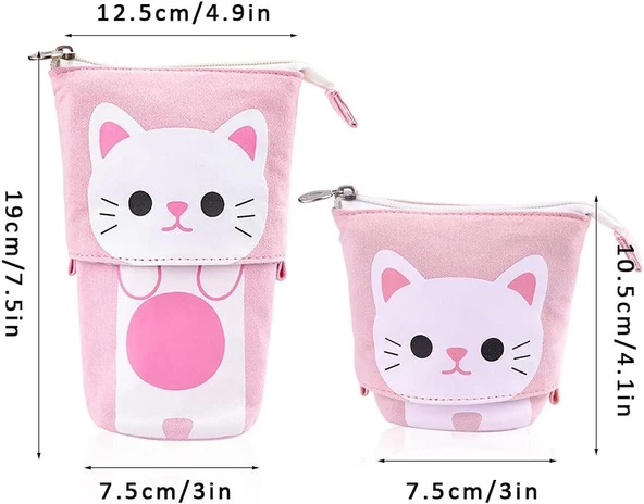 Valkyrie Sevimli Kedi Uzayabilen Teleskopik Kalem Kutu Makyaj Çantası Çok Amaçlı Çanta - 4