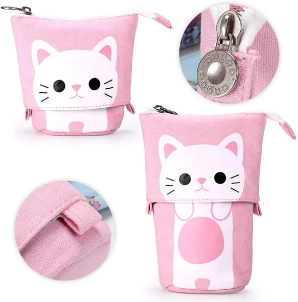 Valkyrie Sevimli Kedi Uzayabilen Teleskopik Kalem Kutu Makyaj Çantası Çok Amaçlı Çanta - 7