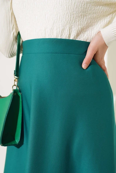 Bel Lastikli Scuba Etek Zümrüt - Resim 4