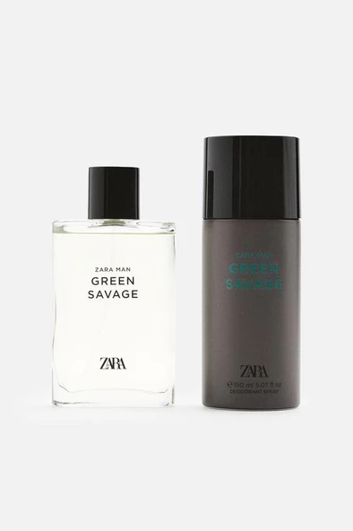 ZARA MAN GREEN SAVAGE EDT 90 ML (3,04 FL OZ) + DEODORANT SPRAY EDC 150 ML (5,07 FL OZ)