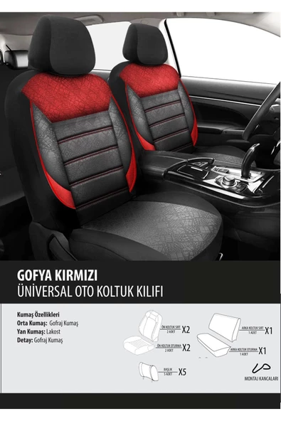 Kia Sportage Koltuk Kılıfı Gofya Kırmızı