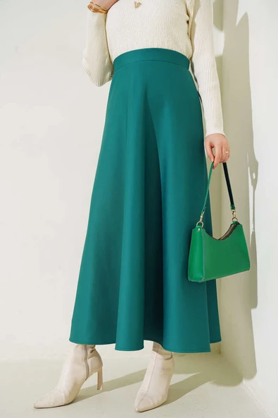 Bel Lastikli Scuba Etek Zümrüt - Resim 2