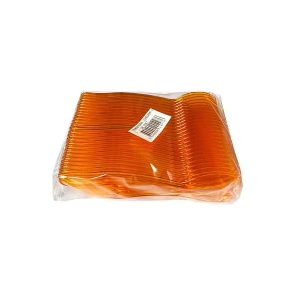 Plastik Şeffaf Turuncu Sup Kaşık - Tatlı Dondurma Kaşığı - 12.5 Cm. - 50 Adetlik 3 Paket - 2