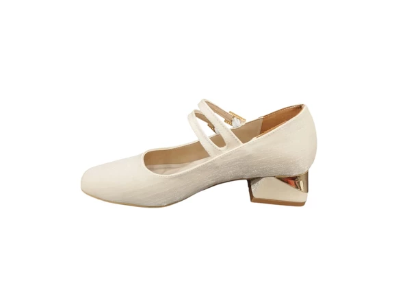 Ventes Yuvarlak Burun 4 Cm Kalın Topuk Lastik Tokalı Kadın Saten Topuklu Ayakkabı - 6