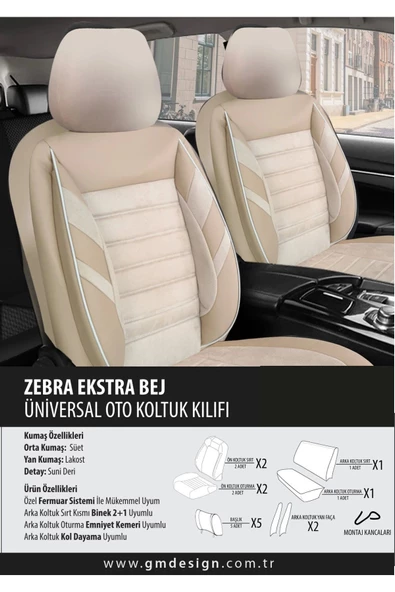 Kia Cerato Koltuk Kılıfı Zebra Extra Bej