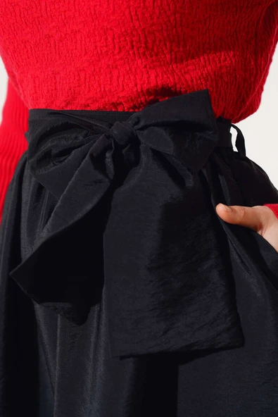 Kuşaklı Çan Etek Siyah - Resim 4