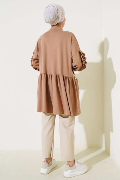Loyşa Kol Fırfırlı Hırka Camel - 3