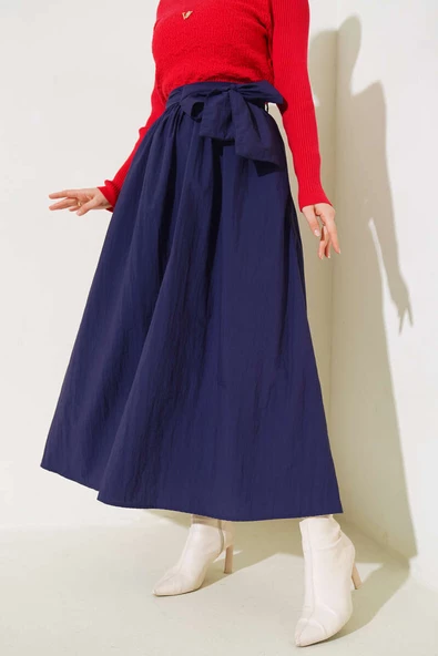 Kuşaklı Çan Etek Lacivert ürün görseli 1