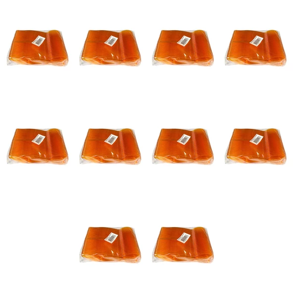 Plastik Şeffaf Turuncu Sup Kaşık - Tatlı Dondurma Kaşığı - 12.5 Cm. - 50 Adetlik 10 Paket