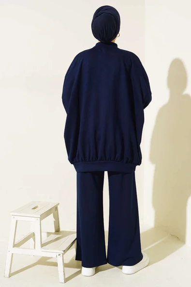 Loyşa Oversize Tunik İkili Takım Lacivert - 3