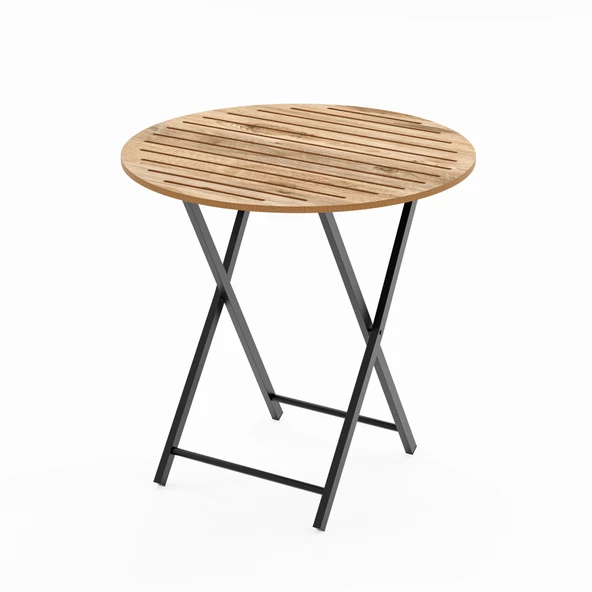 Eportatif 4 Kişilik Minderli Yuvarlak Bistro Takım Bahçe Mutfak Masa Sandalye Çam 1503 - 6