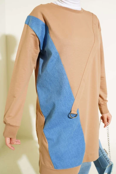 Kot Garni Detaylı Tunik Latte - Resim 4