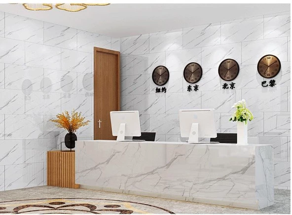 Renkli Duvarlar BS1763 60x30cm Shiny Net Gri Mermer Desenli  Yapışkanlı Karavan Prefabrik Banyo Duvar Kaplama Paneli - Resim 3