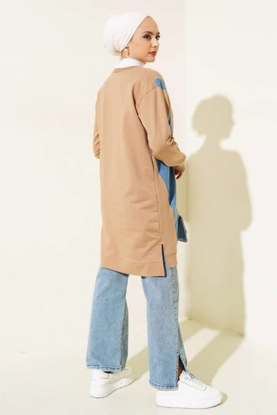 Kot Garni Detaylı Tunik Latte - Resim 3