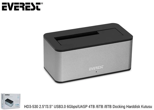 Everest HD3-530 2.5/3.5 USB3.0 6Gbps/UASP 4TB/6TB/8TB Docking Harddisk Kutusu - 5