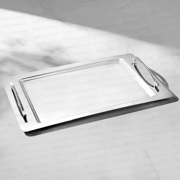 Nehir Rana Sade Çelik Çay Tepsi 48x31 ürün görseli 1