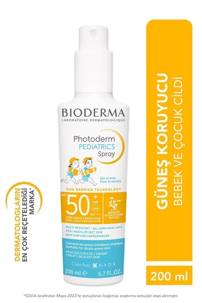 Photoderm Pediatrics Spray SPF50+ Bebek, Çocuk Çok Yüksek Korumalı Sprey Formda Güneş Kremi  200 ml