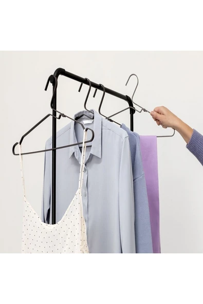 Tantitoni Mat Siyah Ekstra Askılıklı Çamaşır Kurutma Askısı-25 Metre - Resim 5