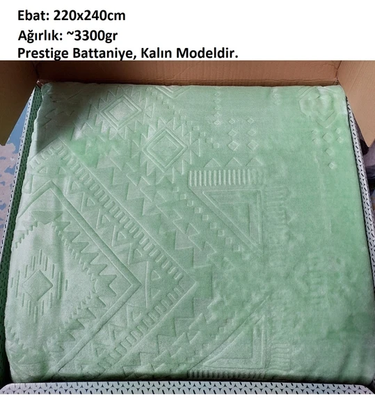 Özdilek Prestige Kalın Embos Çift Kişilik Battaniye (220x240)-Yeşil - Resim 3