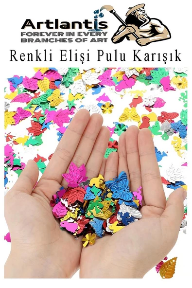 Elişi Pulu Karışık Şekilli 100 lü 1 Paket Renkli Şekilli Pul Yanardöner Payet Pırıltılı Süs Okul Öncesi Kreş Ana Sınıfı - 5