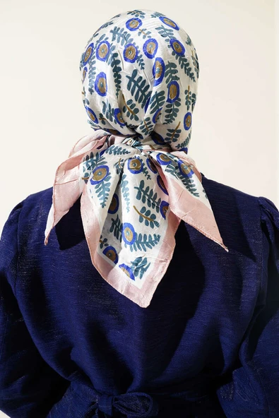 Yaprak Desenli Bambu Eşarp Somon - Resim 3