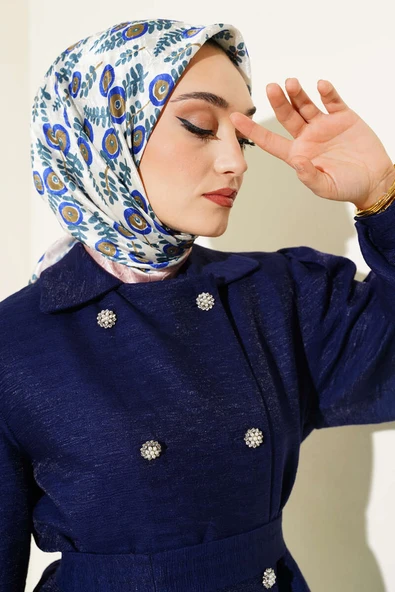 Yaprak Desenli Bambu Eşarp Somon - Resim 2