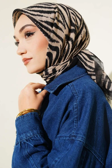 Karamel Serisi Flamu Cotton Eşarp Gül Desen