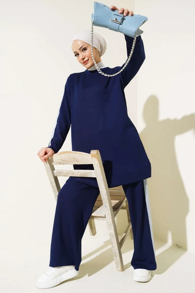 Kot Şeritli İkili Takım Lacivert ürün görseli 1