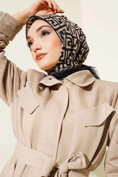 Karamel Serisi Flamu Cotton Eşarp Labirent Desen
