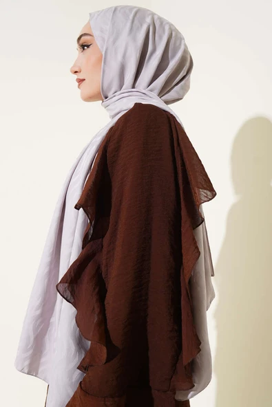 Dalga Desen İpeksi Jakar Şal Açık Gri - Resim 3