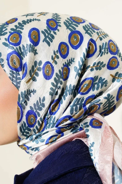 Yaprak Desenli Bambu Eşarp Somon - Resim 4