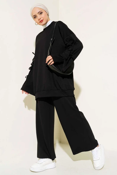 Kol Bağcık Detaylı İkili Takım Siyah ürün görseli 1