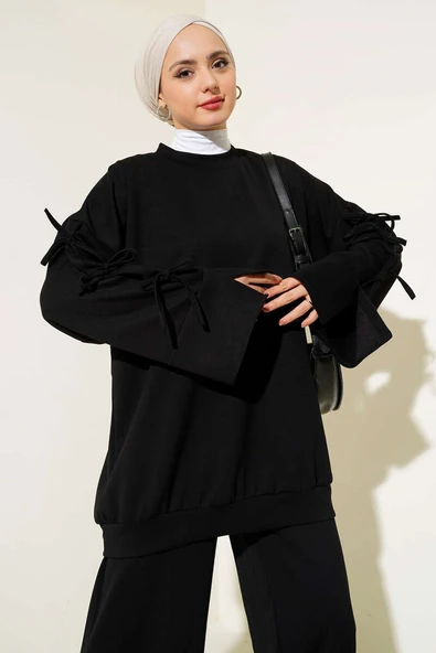 Kol Bağcık Detaylı İkili Takım Siyah - Resim 2