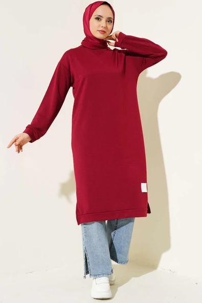 Arma Detaylı Uzun Tunik Bordo ürün görseli