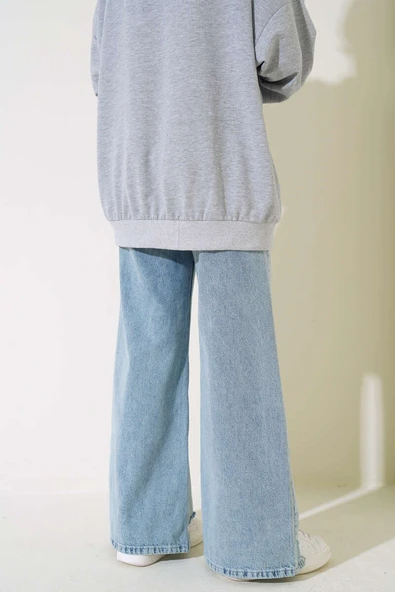 Palazzo Paça Yıpratmalı Kot Pantolon Kar Açık - Resim 3