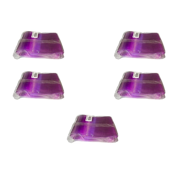 Plastik Şeffaf Mor Sup Kaşık - Tatlı Dondurma Kaşığı - 12.5 Cm. - 50 Adetlik 5 Paket