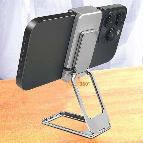 360 derece Dönen Tüm Telefon Tipleri İle Uyumlu Metal Telefon Standı Braket - 3