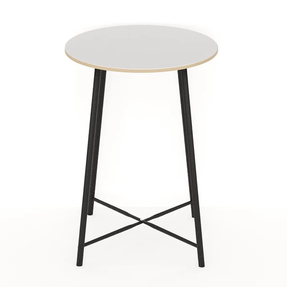 Eportatif Bar Masası Yuvarlak Mutfak Masası Bistro Masa Beyaz 1520 - Resim 4
