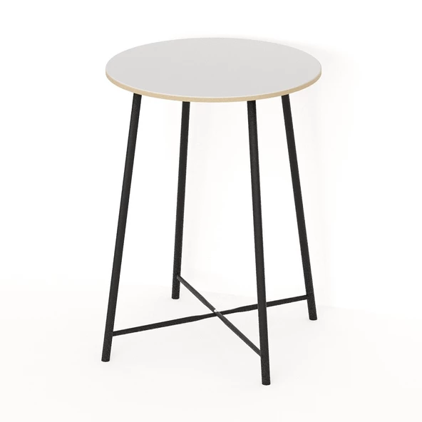 Eportatif Bar Masası Yuvarlak Mutfak Masası Bistro Masa Beyaz 1520 - Resim 5