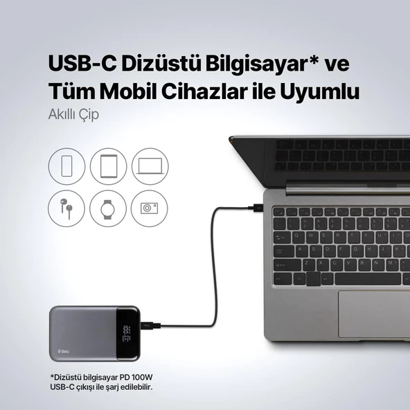 Ttec Mega Hızlı 130W 20.000mAh Yüksek Kapasiteli Powerbank, Dijital Göstergeli Notebook Powerbank - 4