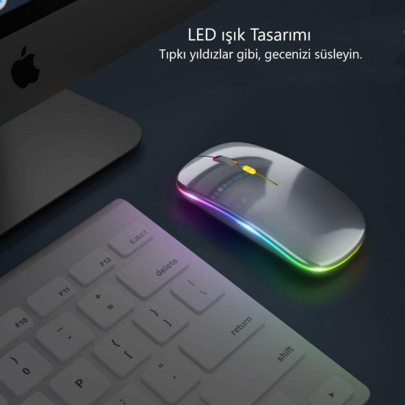 M40 Şarjlı Kablosuz Mouse 80012001600dpi 2.4Ghz Rgb Ledli - 7